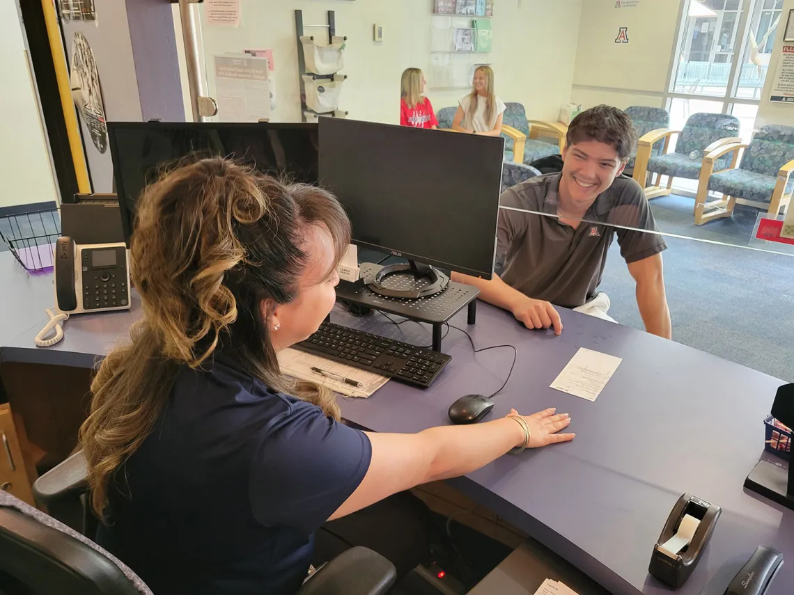 Student checking in for an appointment